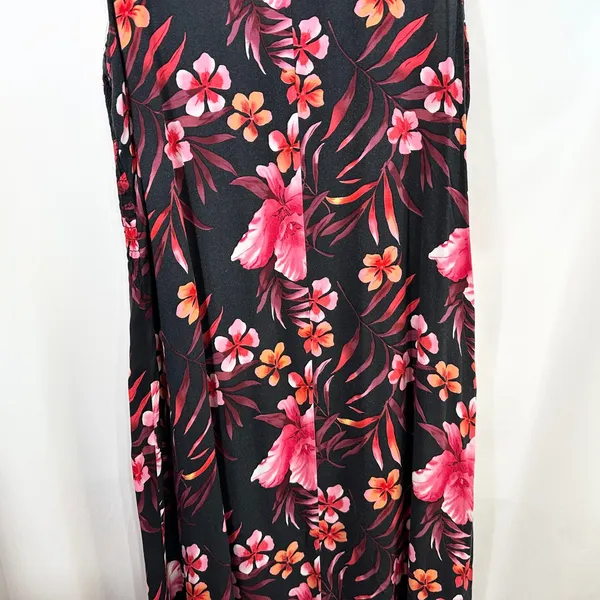Kim Rogers Plus Size 1X Maxi Dress Black Pink‎ Tropical Coastal Beachy Fairy 484 - Image 6