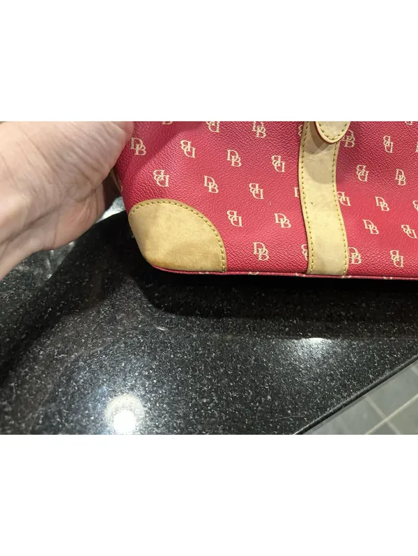 Dooney & Bourke Burning Red W/ Ivory Initials Dome Satchel - Image 3