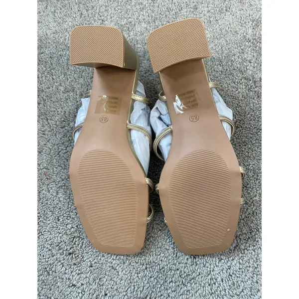 New Rachel Roy Cologne Heeled Sandal Size 8.5 Gold - Image 6