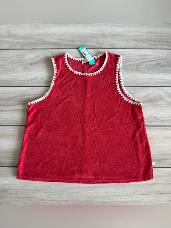 Marine Layer Towel Terry Shell Tank Red Large NWT STITCH FIX - Image 4
