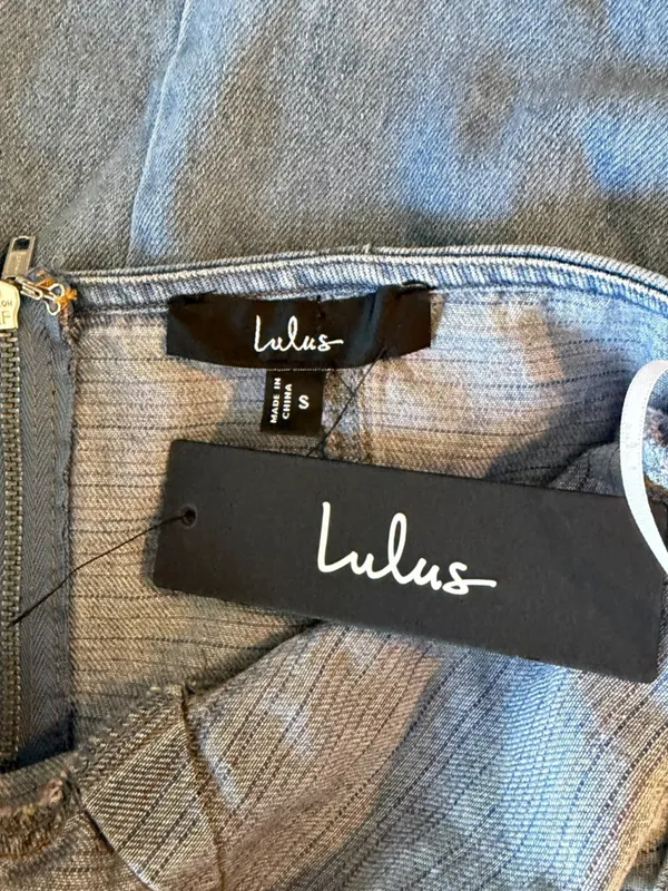 Lulus - NWT Summertime Inspiration Denim Halter Mini Dress Medium Wash Sz S - Image 7