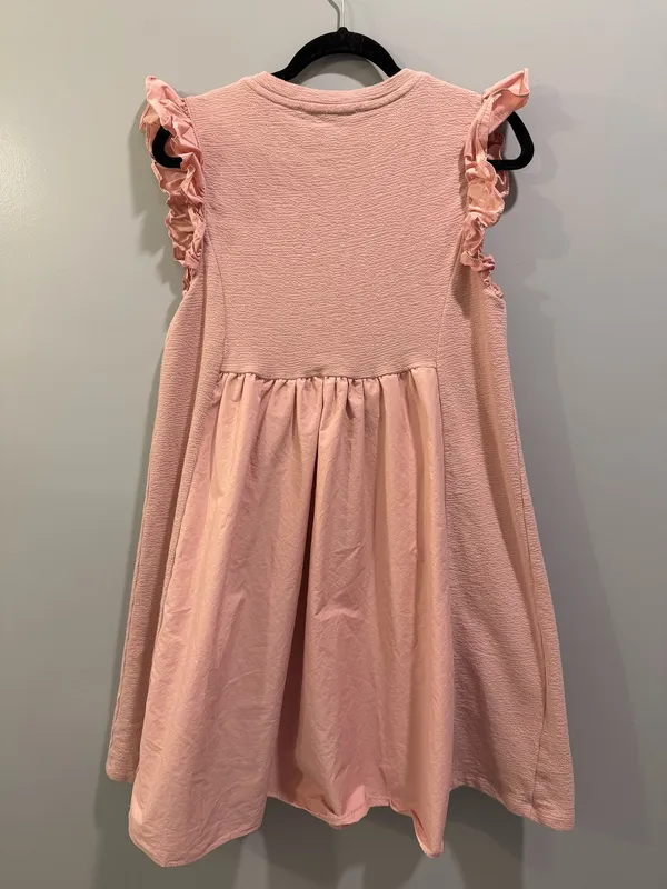 English Factory Mixed Material Flutter Sleeve Dress Pink - Image 2
