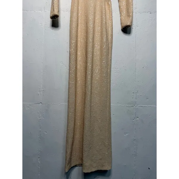 Dress the Population Lara Sequin Cutout Maxi Dress Womens XS Tan Cream - Image 3