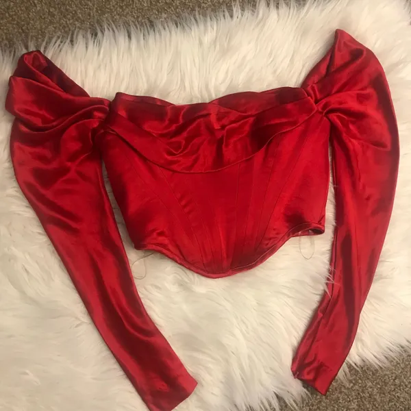 House Of CB Gala Red Satin Corset Top - Image 3