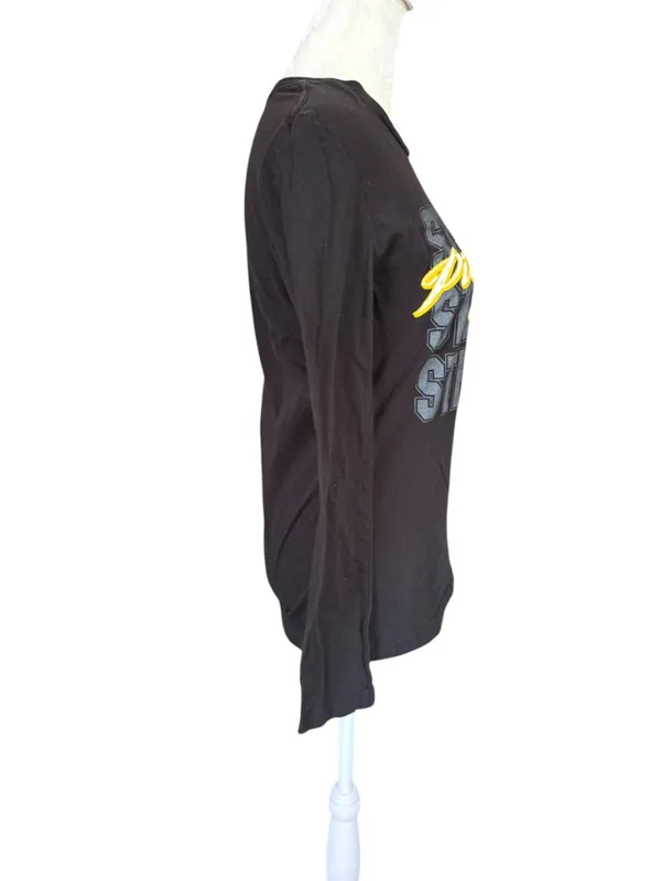 NFL Team Apparel women's Steelers football black long sleeve crewneck t-shirt M - Image 3
