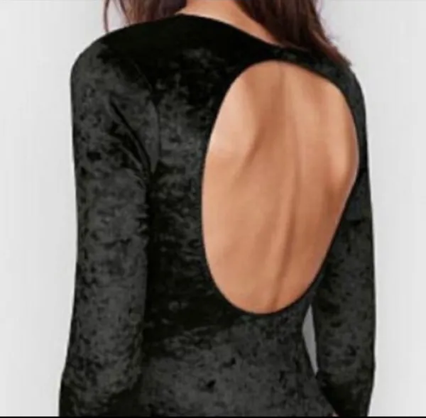 Victoria’s Secret Black Velour Plunge Bodysuit XS NWT - Image 4
