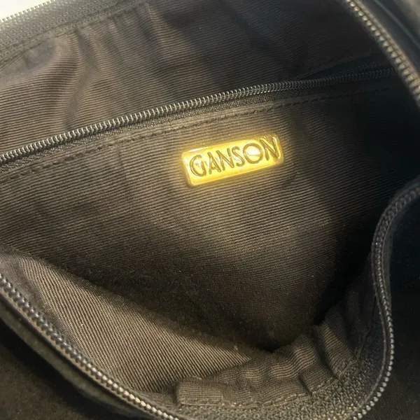 GANSON Black Suede Shoulder Bag Black - Image 8