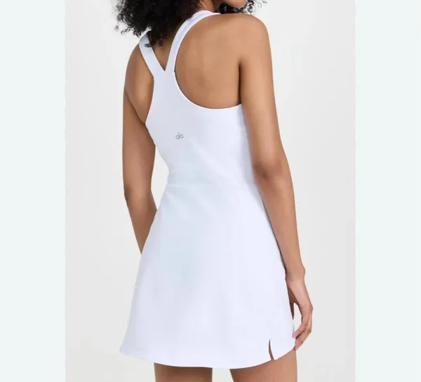 Alo Yoga Airbrush Real Dress XXS White V-Neck Racerback Tennis Mini Dress - Image 2