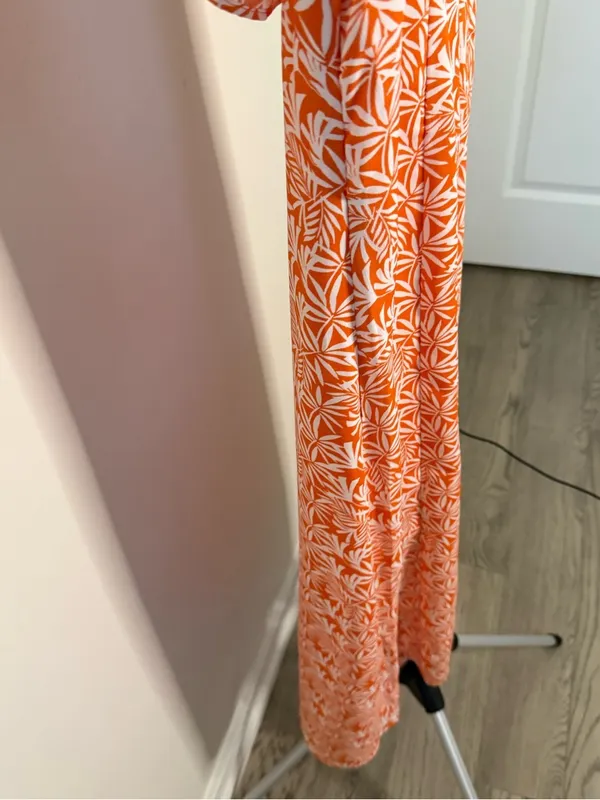 Ann Taylor Factory Orange Tropical Print Maxi Dress Size 6 - Image 5