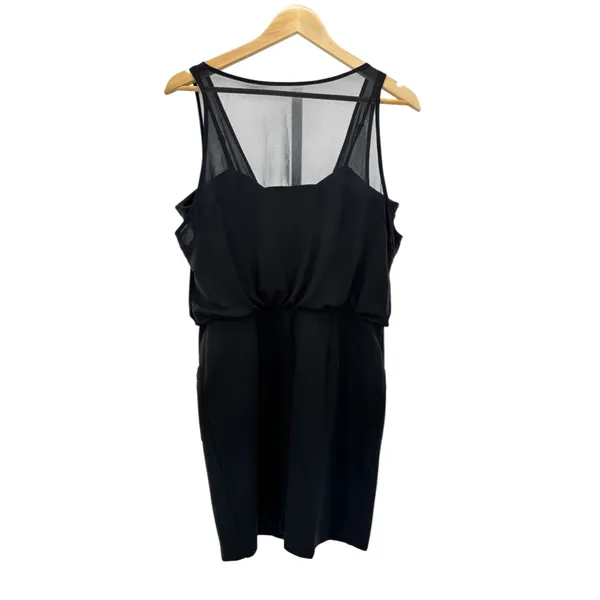 Black Sleeveless‎ Sheer Neckline Ruched Sheath Dress WAREHOUSE UK12 - Image 5