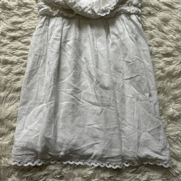American Eagle Ruffle Upper Back Cutout White Mini Dress New With Tags Size M - Image 5