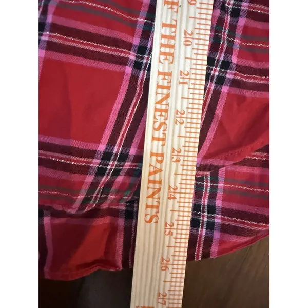 Victoria's Secret Plaid PJ Pajama Set Size XLarge Red Pink Drawstring Button up - Image 6