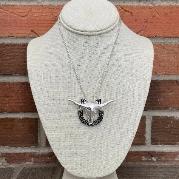 Longhorn and Filigree Horseshoe Necklace - Image 2