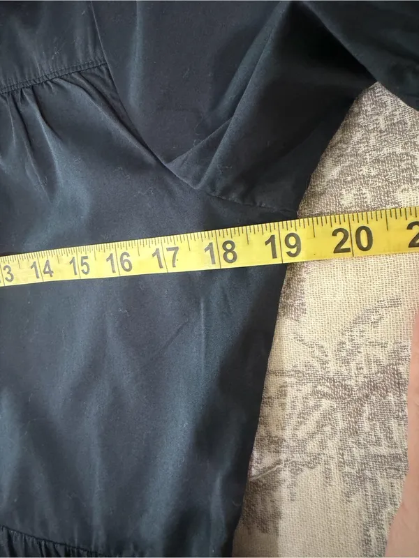 Abercrombie & fitch Black Button-Front Tiered Smock Dress Puff Short Sleeve Coll - Image 11
