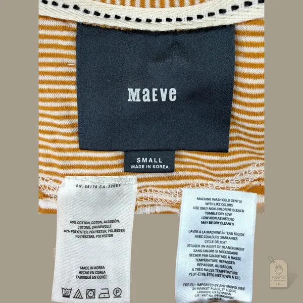 Maeve Anthropologie Mustard Striped Cowl-Neck Tunic Sweater S - Image 7