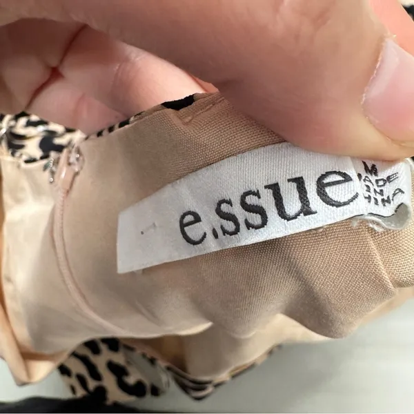 Essue Tan Animal Print Midi Dress Womens M Summer Strappy Casual Belted Classic - Image 10