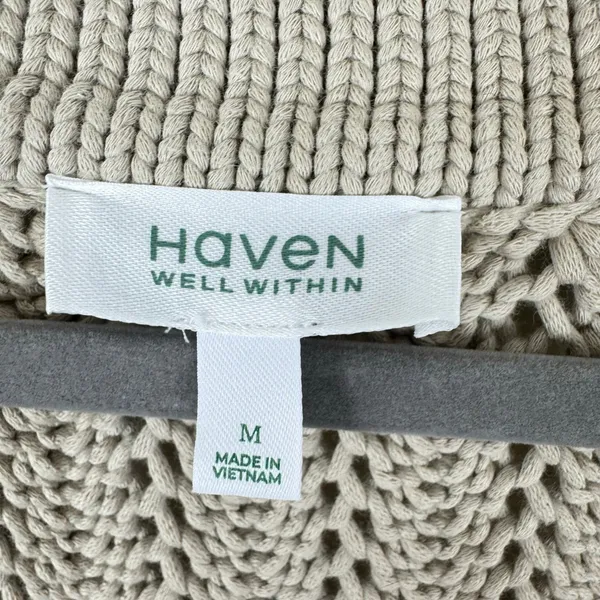 Haven New NWOT Cotton Cream Cable Knit Chunky Button Up Cardigan Sweater Size‎ M - Image 6