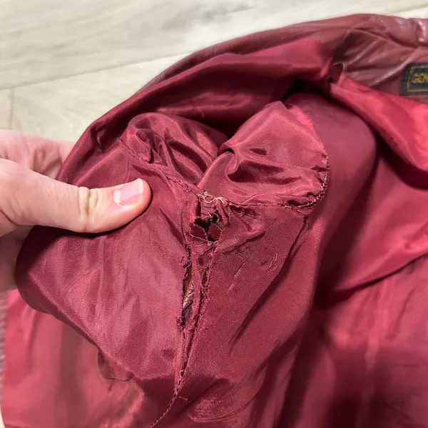 Womens Genuine Leather Belted Blazer Jacket Burgundy Size‎ Small - Image 5