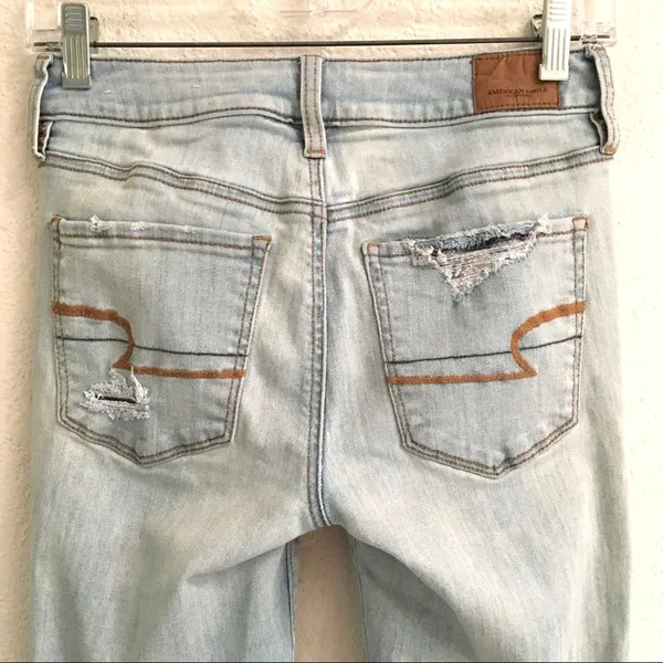 American Eagle Outfitters high rise two tone jegging‎ light wash denim jeans 2 - Image 4