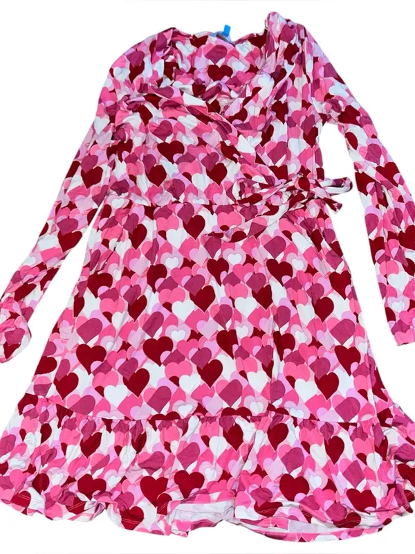 DRAPER JAMES RSVP Hearts Long Sleeve Knit Wrap Dress-Large - Image 2