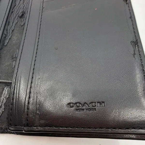 Coach Billfold Black Signature Coated Canvas Wallet - Image 4