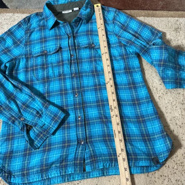 LL Bean Plaid Button Down Shirt Womens S Blue Gorpcore Hiking 501378 - Image 2