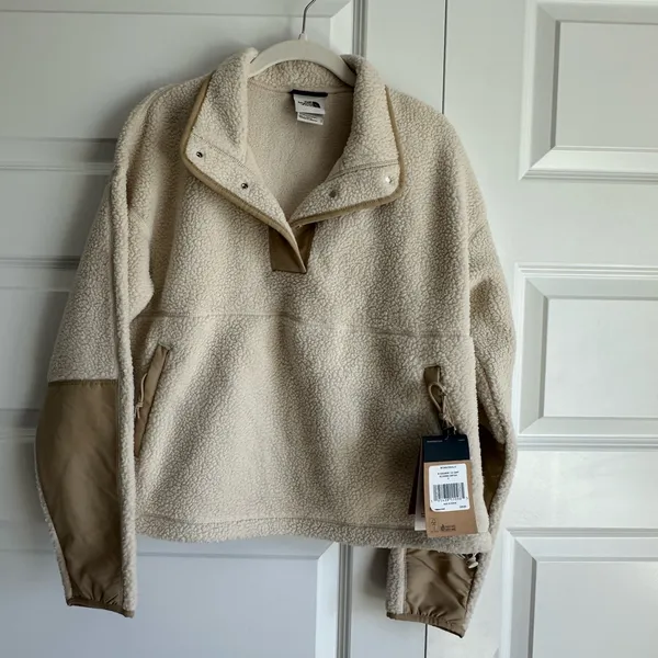 The North Face Cragmont Fleece‎ 1/4 Snap Pullover Sweater Cream Size S NWT - Image 5