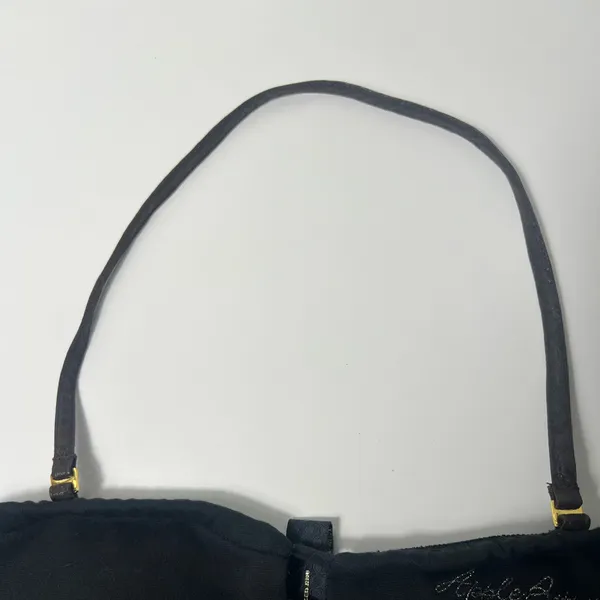 Apple Bottoms Y2K Black Ribbed Knit Bandeau Cutout Halter Crop Top Tube Top - Image 6