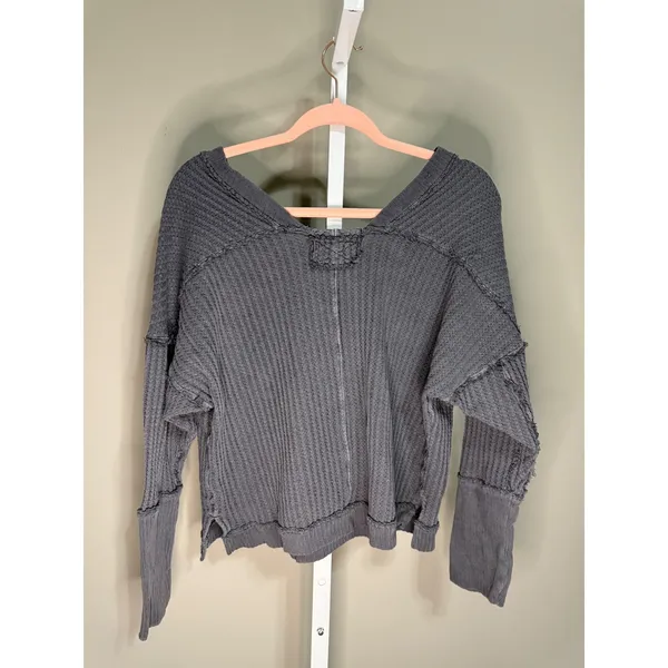 We‎ The Free Thermal Long Sleeve Soft Grunge Indie Boho Top Gray M Slouchy - Image 5