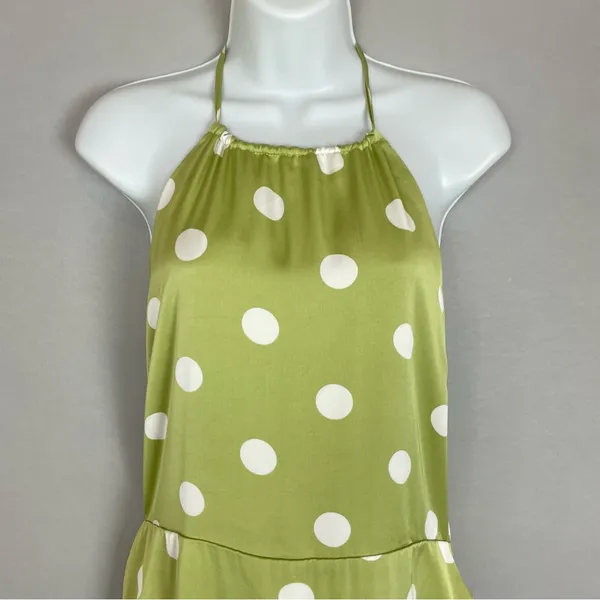 NWT Lulus‎ Halter Mini Dress The Best Spot Green Polka Dot Satin Medium Backless - Image 8