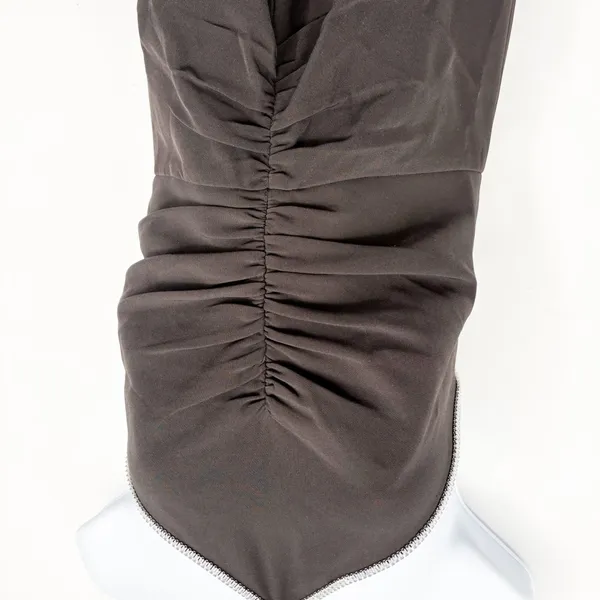 NWT Halston Womens Piper Crystal Trim Crepe Ruched Midi Halter Dress Black 6 - Image 5