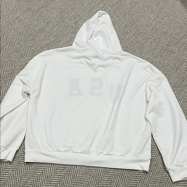 White USA Hoodie with Flag Detail - Image 7