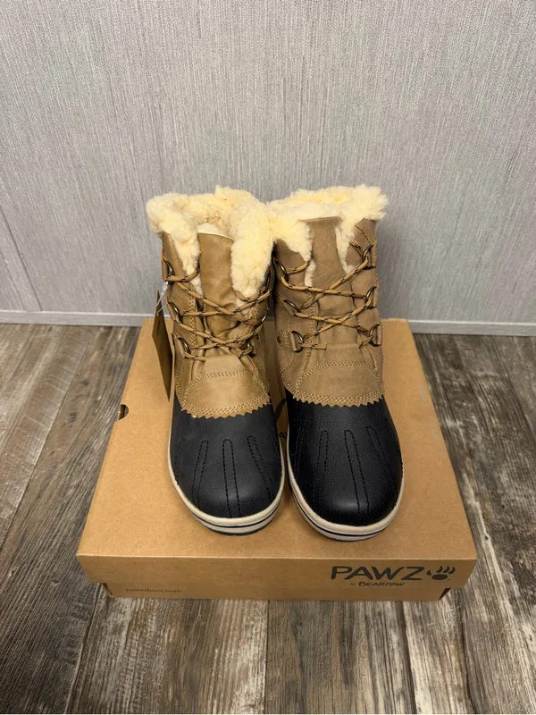 PAWZ Women’s Brown and Black Winter Duck Boots - Waterproof Lace-Up Size 9 - Image 3
