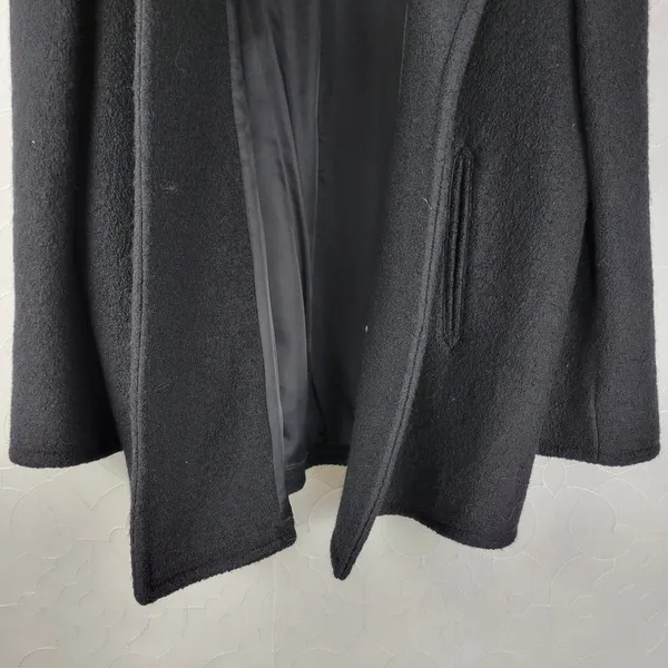 Liz Claiborne Womens Pea Coat 14 Black Wool Double Breasted Outerwear Winter - Image 8