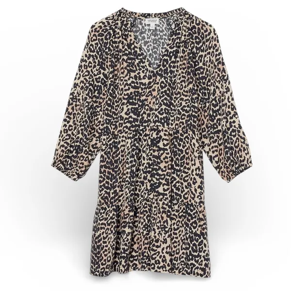 The Drop @Caralynmirand Leopard Print Tiered‎ V Neck Dress L - Image 3