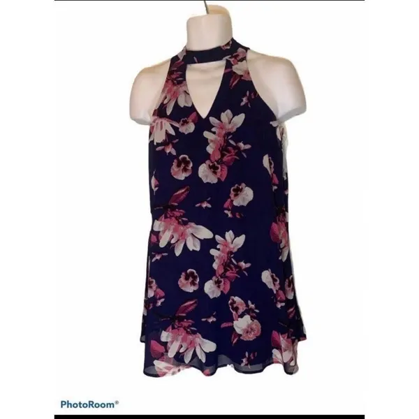 AON) NWT Dress Small Floral‎ Francesca's Miami S floral blue New With Tags - Image 4
