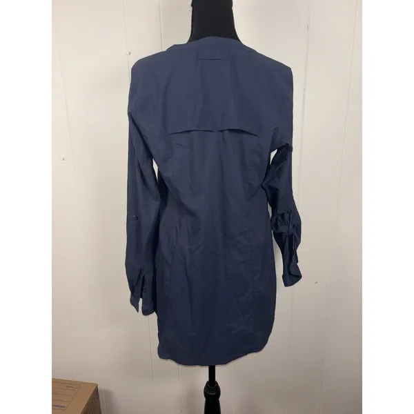 Duluth Trading Armachillo Cooling Tunic Womens Small‎ Navy Henley Popover - Image 2