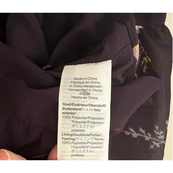 Madewell Floral Wrap Top Burgundy Side Tie‎ V-Neck Blouse 3/4 Sleeve Size M - Image 14