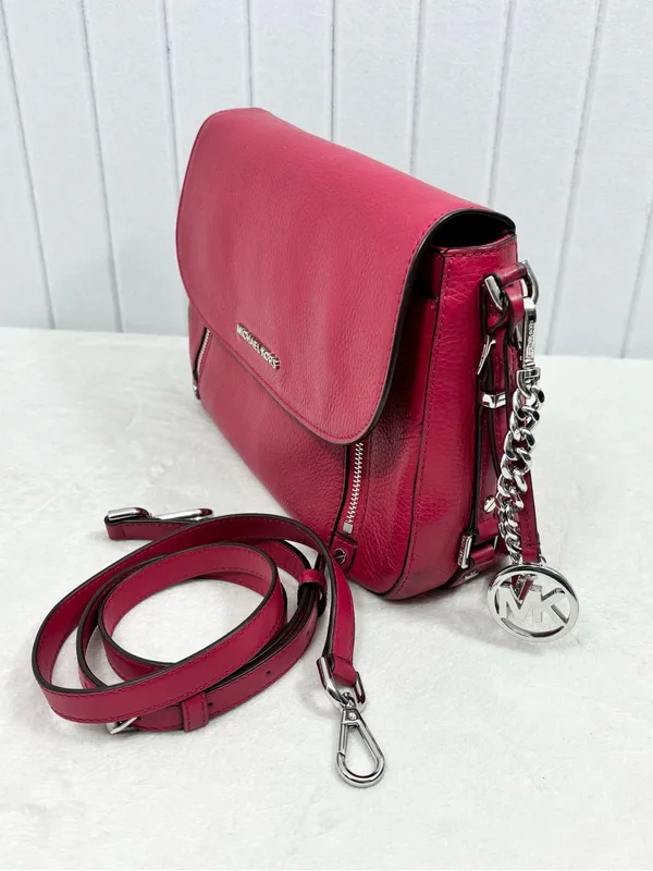 Michael Kors Handbag Bedford Legacy Leather Flap Crossbody Raspberry Pink - Image 6