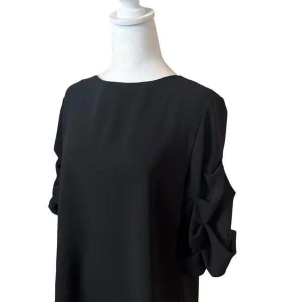Revolve Amanda Uprichard Merris Top Black Puff Sleeve Large Minimalist Neutral - Image 4