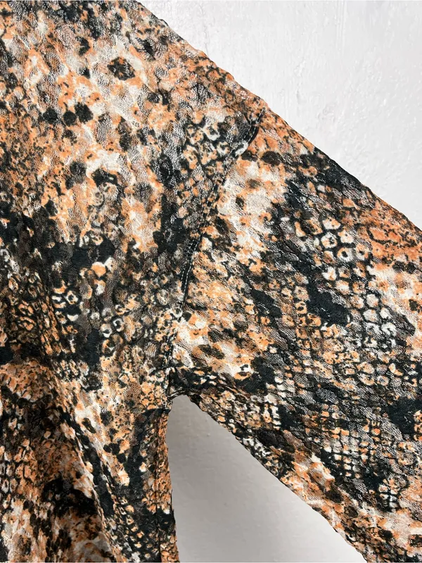 FREE PEOPLE Out For The Night Faux Snakeskin Print Sheer Top Size Large Boho - Image 9