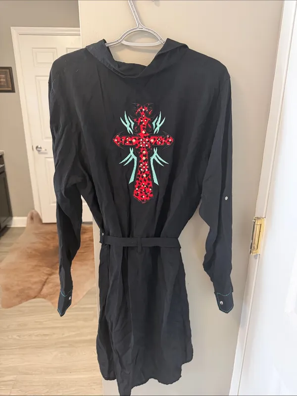 Rare Rock 47 by Wrangler Button Front Western Dress, black XL - Image 5