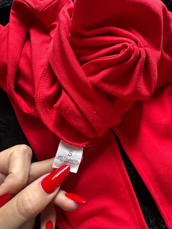 Amazon Red Ruched V-Neck Tank Top  - Image 5