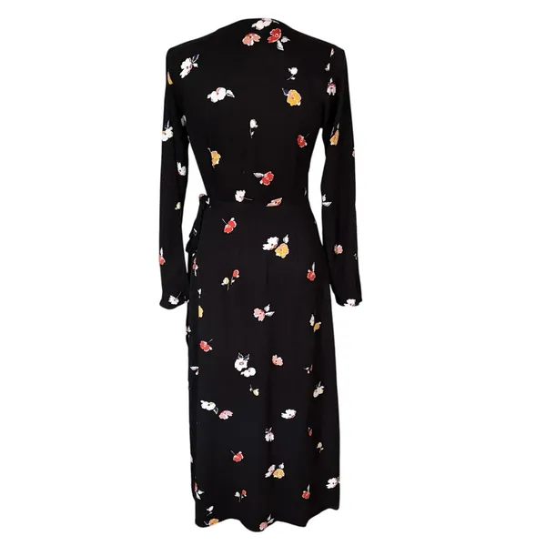Armedangels Armed Angels Size S Elke Fall Flowers Wrap Midi Dress Floral Print - Image 2