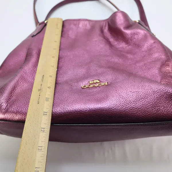 Coach Hallie Pebble Leather Shoulder Bag Metallic Berry F80271‎ Hobo Redefined - Image 9