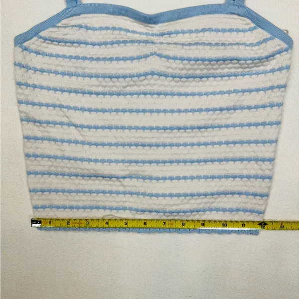 Freshman 1996 Tank Top Womens L Blue & White Striped Cropped Cami Stretch - Image 6