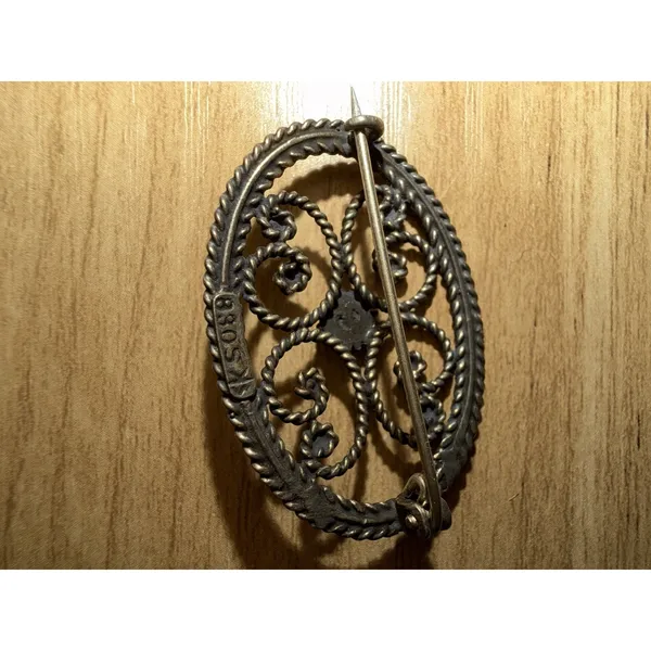 Antique Norwegian Viking Style Silver 830 S Round Brooch Scandinavian Design - Image 4