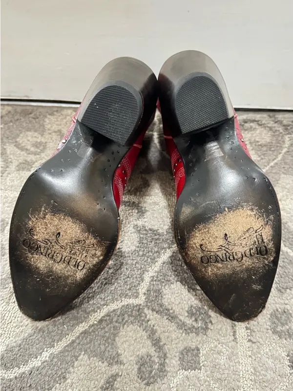 Old Gringo Shay Red Embroidered Studded Western Ankle Boots Size 9 - Image 8