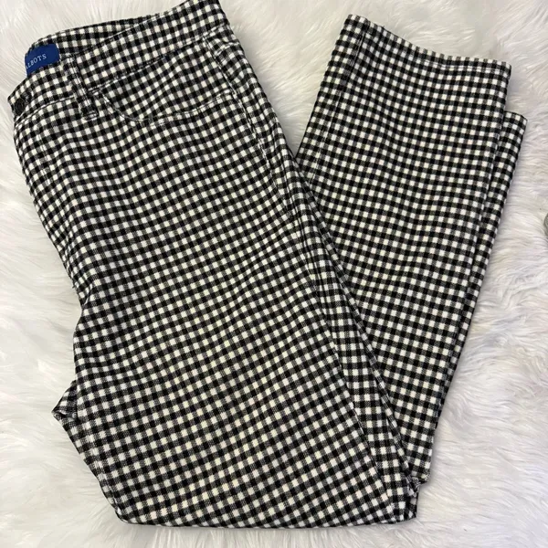 Talbots High-Waist Straight Leg Corduroy Pants Size 12P Black Gingham - Image 8