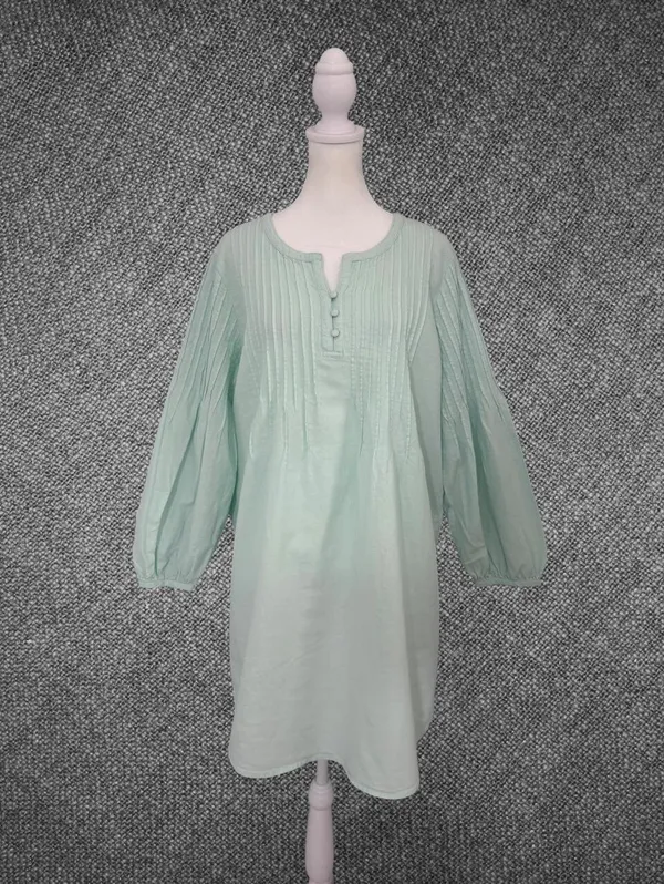 Vineyard Vines Mint Green Cotton Linen Pintuck Tunic Dress M - Image 3